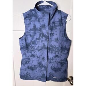 Eddie Bauer blue camo vented utility vest adventure hiking outdoors size small